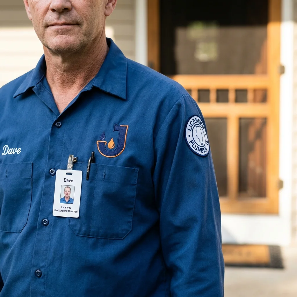 Licensed plumber showing ID badge in Salton City, CA