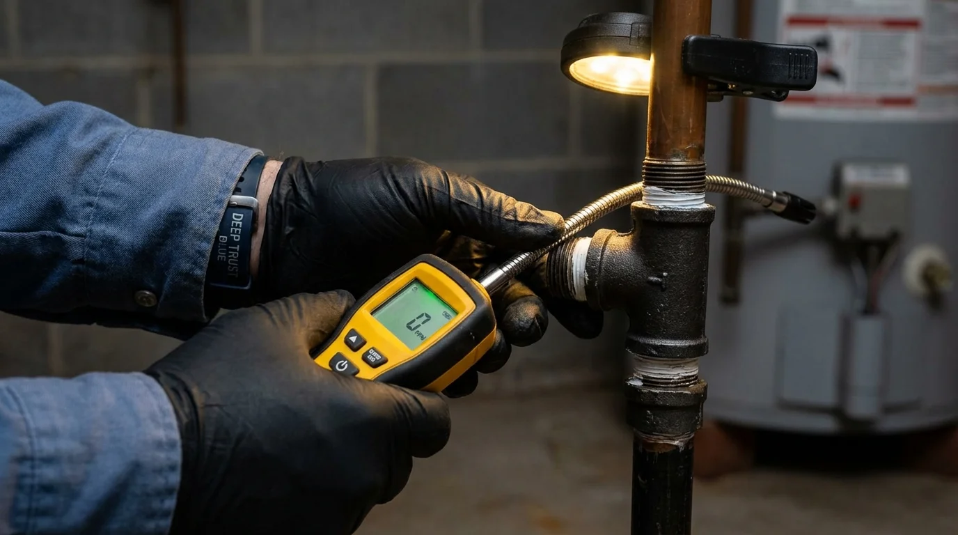 Gas leak detection with electronic sniffer by Johns Plumbing LLC in Salton City