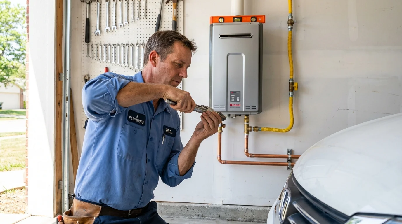 Tankless water heater installation by a Johns Plumbing LLC plumber in Salton City