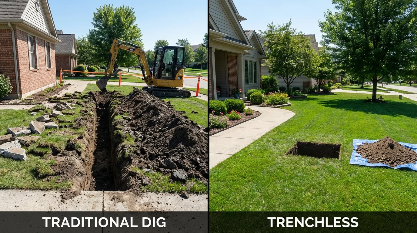 Trenchless sewer repair with minimal yard damage versus traditional excavation in Salton City, CA